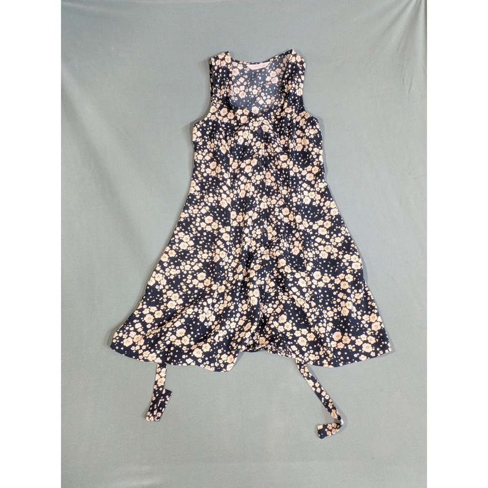 LC Lauren Conrad Navy Blue Floral Button Down Sleeveless Midi Dress XS